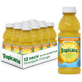 Tropicana Pineapple Orange Juice Drink bottle pour, a refreshing breakfast option.