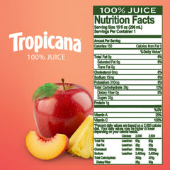 Tropicana pineapple-peach-mango juice pour showing tropical aroma.