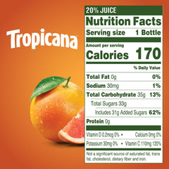 Tropicana Ruby Red bottle side view highlighting grab-and-go packaging for busy mornings