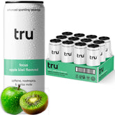 Tru Focus Seltzer bottle with apple kiwi juice flavor and vibrant label for a crisp sip.