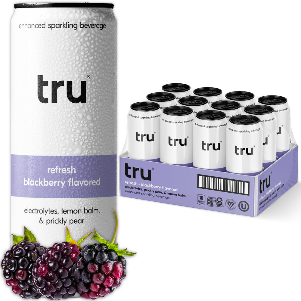 Tru Refresh Seltzer prickly-pear can highlighting caffeine-free hydration