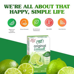 True Citrus True Lime Limeade packets ready to mix for a refreshing, low-calorie hydration option.