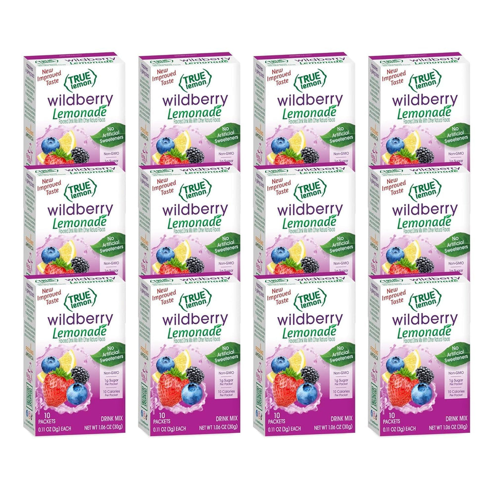 Box of True Lemon Wildberry Lemonade packets for easy on-the-go hydration