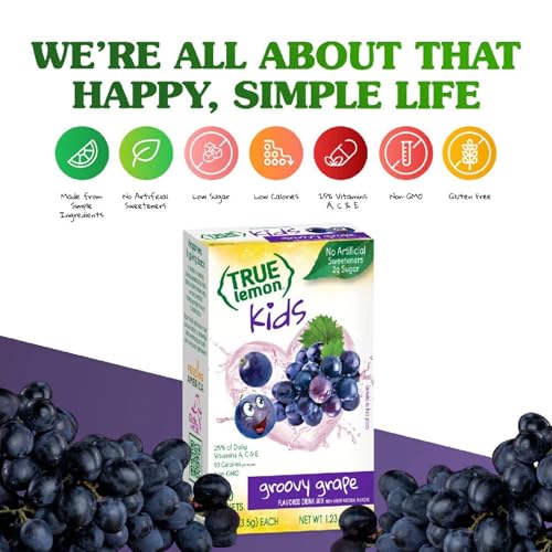 True Lemon KIDS Groovy Grape packets ready for on-the-go hydration