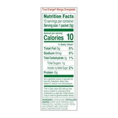 True Lemon mango orange drink mix pack 4 box back showing ingredients and nutrition