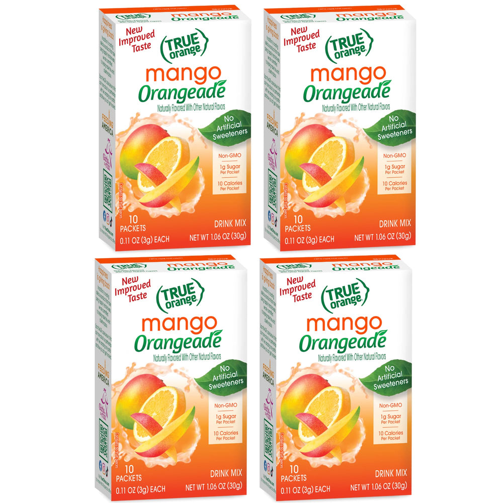 True Lemon mango orange drink mix pack 4 box front for convenient hydration
