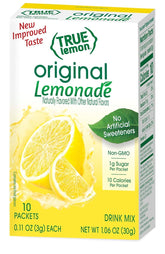 True Lemon Original Lemonade bottle pours into a glass to hydrate with real lemon flavor