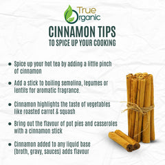 Bundle of True Organic Ceylon cinnamon sticks tied with twine on wood.