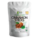 True Organic Ceylon cinnamon sticks in a glass jar, easy to measure and store.