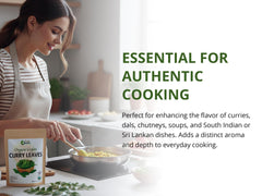 True Organic Ceylon Curry Leaves packaging view — resealable packaging helps preserve freshness.