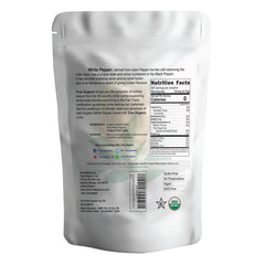 True Organic White Peppercorns grinder-ready whole peppercorns for easy seasoning.