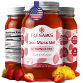 TrueSeaMoss sea moss gel strawberry jar, ready for smoothies and bowls.