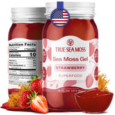 TrueSeaMoss strawberry sea moss gel jar showing natural nutrients for everyday vitality