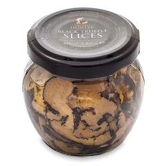 TruffleHunter black truffle slices in a jar showcase rich aroma ready to garnish dishes.