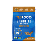 truRoots Organic Sprouted Brown Rice pack highlights gluten-free, whole grain nutrition.