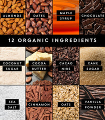 Nutrition panel shows 6g protein per bar and around 210 calories.