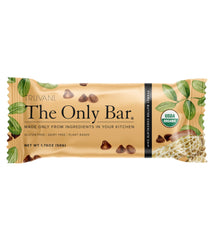 Truvani peanut butter chocolate chip bar close-up with plant-based protein cue