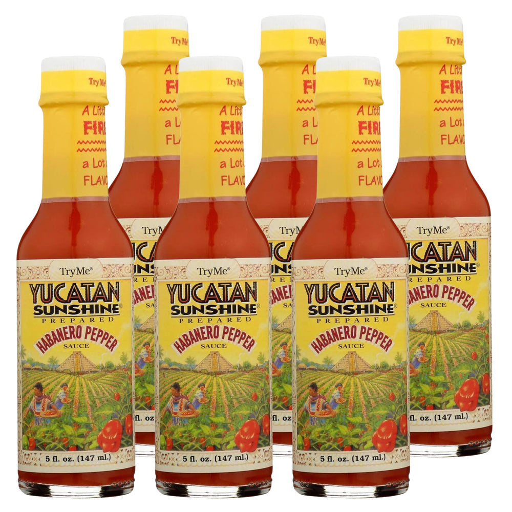 Try Me Yucatan Sunshine Habanero sauce bottle front showing bold flavor potential.