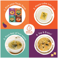 Tsubi Soup gluten-free ingredients highlighting clean, plant-based miso base.