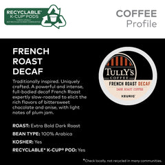 Close-up of Tully's decaf Arabica beans for rich aroma
