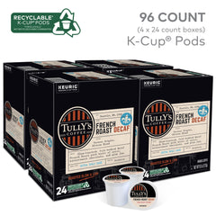Packaging for Tully's French Roast Decaf K-Cups 96-count