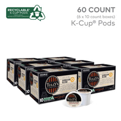Tully's Hawaiian Blend K-Cup pods front view shows compact single-serve convenience.