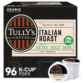 Tully's Italian Roast 96-count K-Cups for bold morning brews.