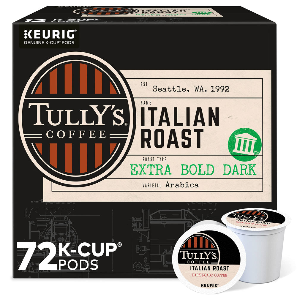 Tullys Italian Roast pod close-up showing bold aroma for a morning boost