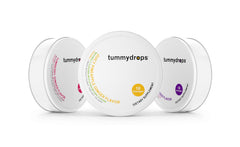 Tummydrops Mellow Ginger variety pack front view showing three flavors for convenient soothing on the go.