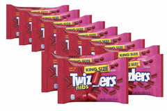 Tundras Twizlers Cherry Nibs unwrapped closeup, showing chewy texture for a fruity snack.