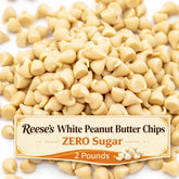 Tundras White Peanut Butter Chips bag front showing gluten-free, zero-sugar baking fun.