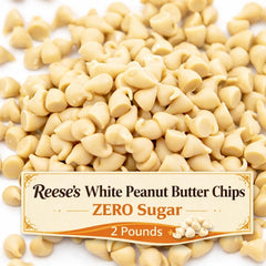 Tundras White Peanut Butter Chips bag front showing gluten-free, zero-sugar baking fun.