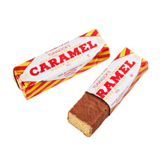Tunnock's Caramel Wafers milk chocolate wrapped close-up, keeping freshness for lunch.