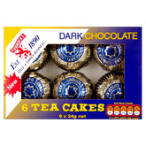 Tunnock's Tea Cakes dark chocolate 6-pack pack shot, a premium teatime treat.