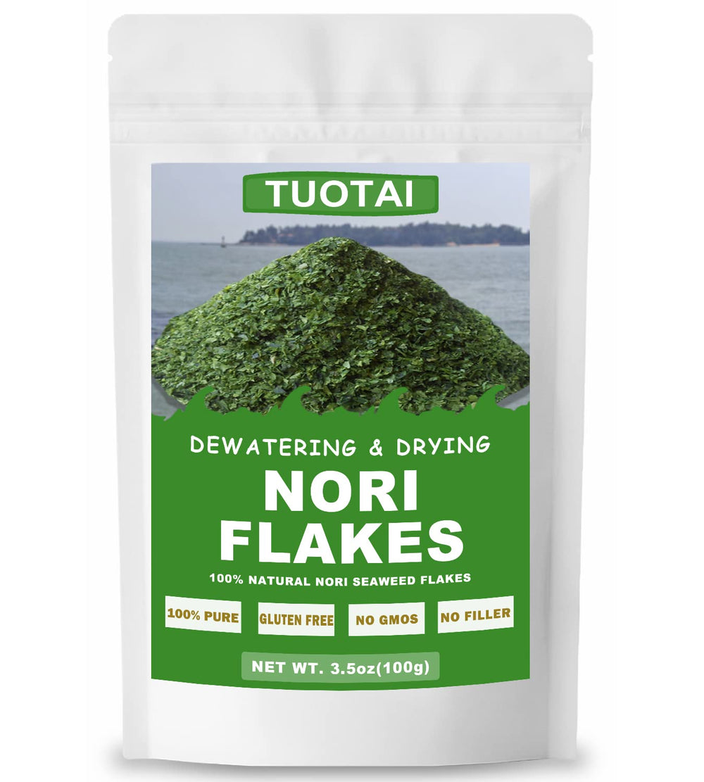 TUOTAI Raw Nori flakes in a jar, rich in fiber for everyday meals.