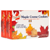 Turkey Hill Sugarbush maple leaf-shaped cookie with maple cream, ideal for breakfast.