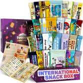 Turkish Munchies International Snack Box unboxing reveals diverse global flavors for gifting.