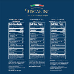 Tuscanini milk chocolate truffles with creamy texture for a refined treat.