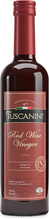 Tuscanini Red Wine Vinegar bottle pour for vibrant dressings and marinades