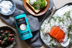 Tuscanini sea salt on roasted vegetables enhances natural sweetness.