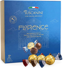 Tuscanini truffles gift box blue, ideal for gifting occasions.
