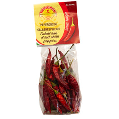 TUTTOCALABRIA dried Calabrian chili peppers on stem for colorful cooking prep