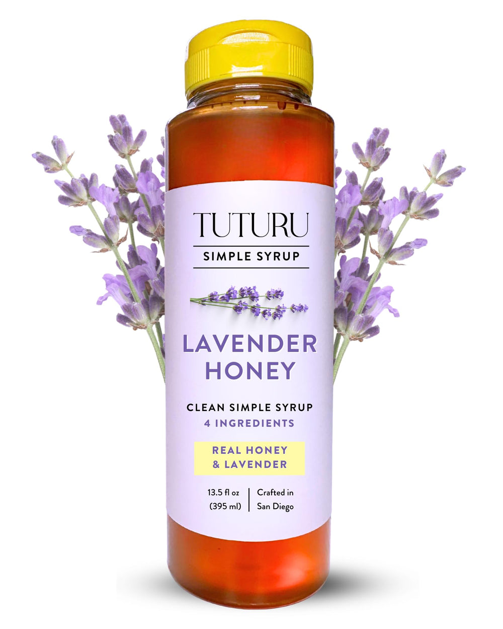 Tuturu Botanical Lavender Honey Syrup bottle ready to sweeten coffee with floral notes