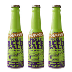 Twang Pickle Beer Salt bottle for on-the-go flavor enhancement.