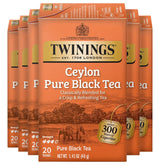 Twinings Ceylon Pure Black Tea bags pack of six, individually wrapped for lasting freshness.