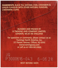 Twinings chai tea bags individually sealed to preserve flavor and aroma
