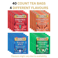 Close-up of Twinings packaging for the four-flavour holiday pack