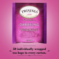 Twinings Darjeeling leaves in foil-wrapped pack preserving freshness