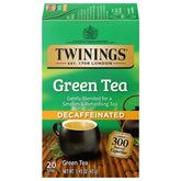 Twinings decaf green tea bags offer a smooth, caffeine-reduced cup.