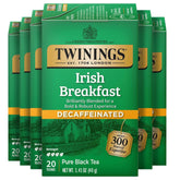 Twinings Decaf Irish Breakfast tea bags in packaging, convenient daily ritual.